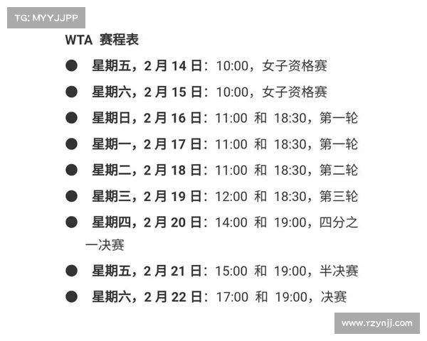 2025年网球赛事全程安排及重要比赛时间表详细解析